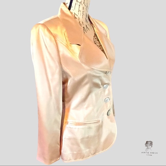 Vintage Nina K Champagne Blush Satiny Evening Blazer Size 4 - Picture 3 of 8
